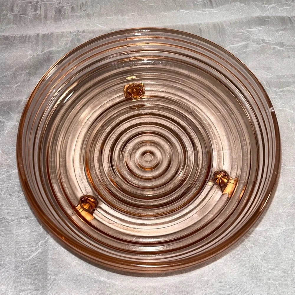 Sold! Vintage Anchor Hocking Pink Depression Glass Candy Dish Manhattan Pattern - Picture 2 of 4